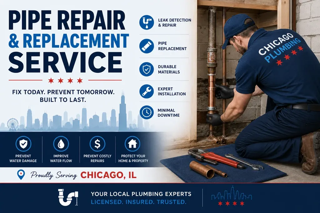 a Chicagoland plumber on a Pipe Repair and Replacement service in Chicago IL