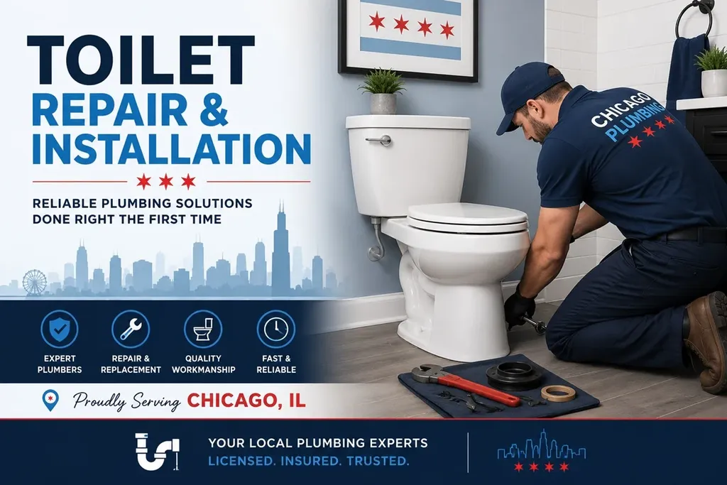 a Chicagoland plumber on a toilet repair and installation service in Chicago IL